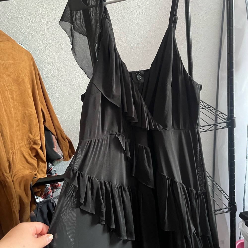 Torrid Black Ruffled Zippered Dress